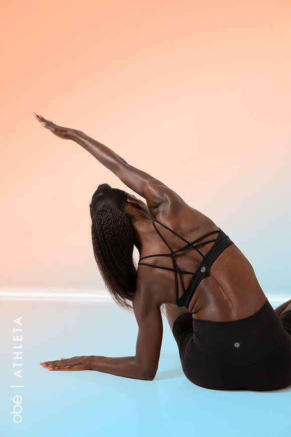 ATHLETA XL Elation Bra A-C Black Sports Bra XL Soft Yoga Workout